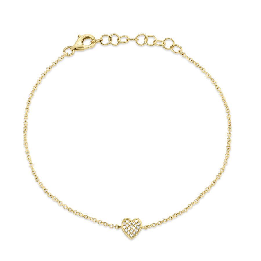 Shy Creation Kate Women's 0.04 ct. Diamond Pave Heart Bracelet in 14K Yellow Gold