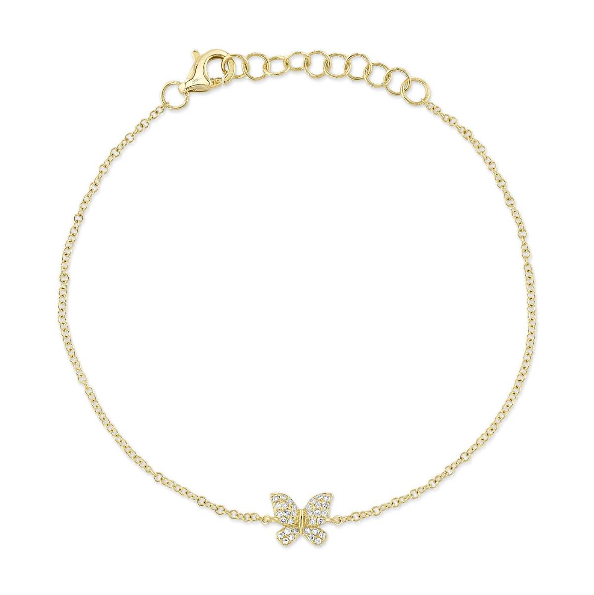 Shy Creation Kate Women's 0.08 ct. Diamond Butterfly Bracelet in 14K Yellow Gold
