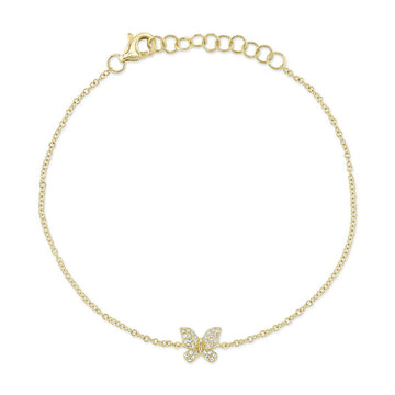 Shy Creation Kate Women's 0.08 ct. Diamond Butterfly Bracelet in 14K Yellow Gold