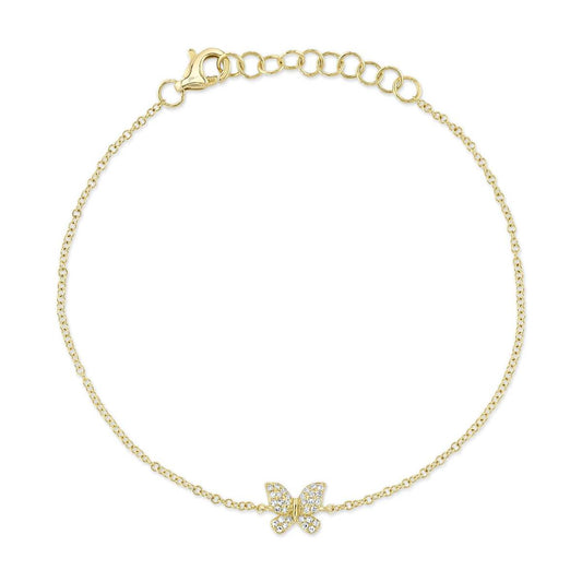 Shy Creation Kate Women's 0.08 ct. Diamond Butterfly Bracelet in 14K Yellow Gold