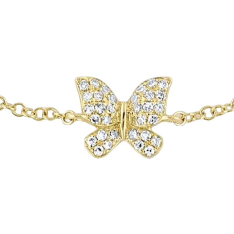 Shy Creation Kate Women's 0.08 ct. Diamond Butterfly Bracelet in 14K Yellow Gold