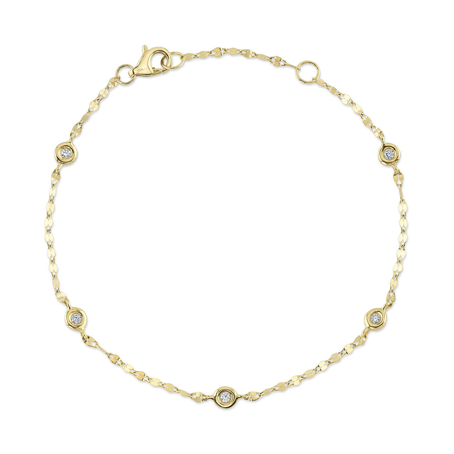 Shy Creation Bailey Women's 7" 0.10 ct. Diamond Yard Sparkle Chain Bracelet in 14K Yellow Gold