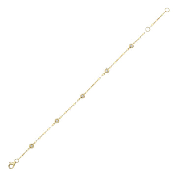 Shy Creation Bailey Women's 7" 0.10 ct. Diamond Yard Sparkle Chain Bracelet in 14K Yellow Gold