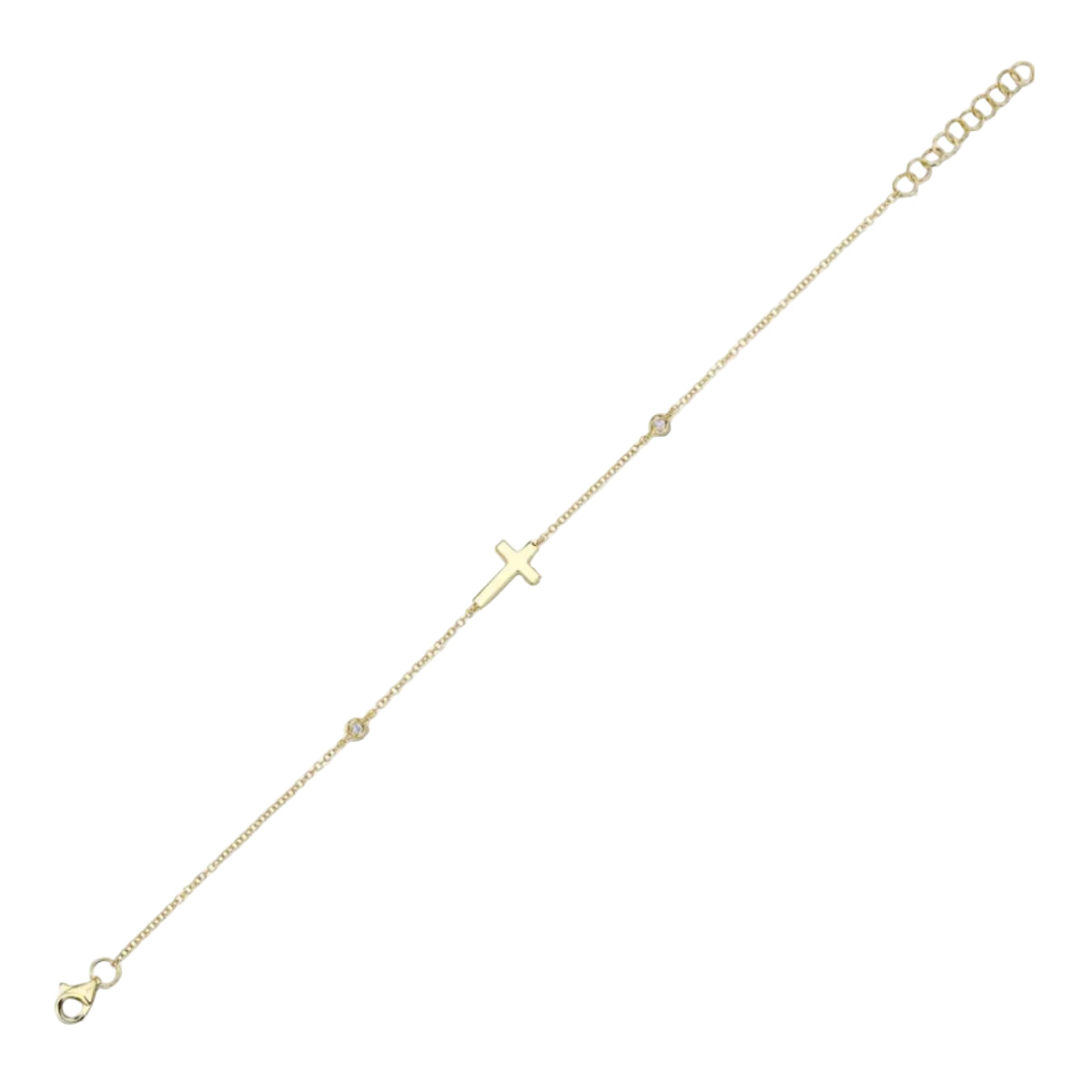 Shy Creation Kate Women's 0.03 ct. Diamond Bezel Cross Bracelet in 14K Yellow Gold