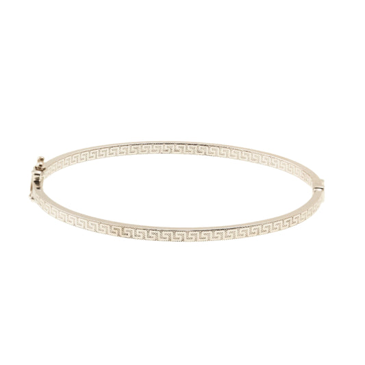 Gold Greca Bangle in 10K White Gold