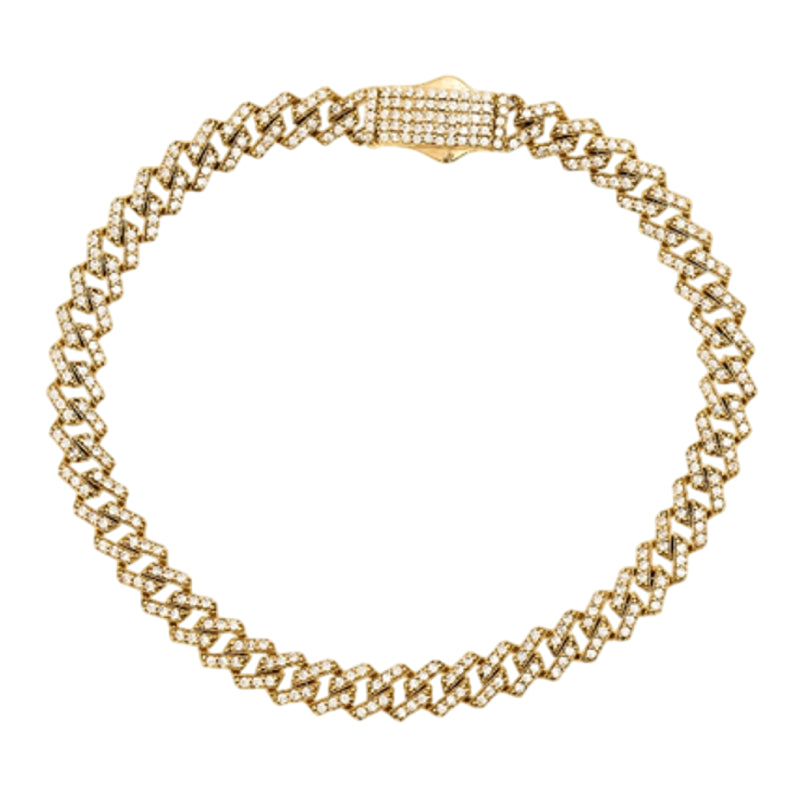 10K Yellow Gold Men's 8" Cubic Zirconia Bracelet