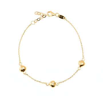 Women's 7.5" Heart Bracelet in 10K Yellow Gold