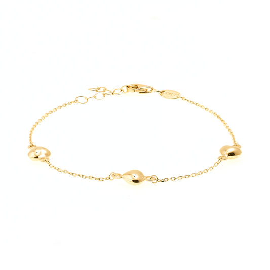 10K Women's 7.5" Heart Bracelet in Yellow Gold