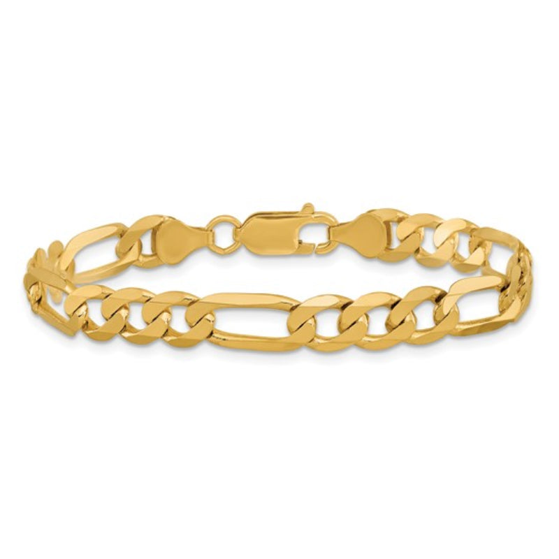 14K Yellow Gold Unisex 8" Flat Figaro Bracelet
