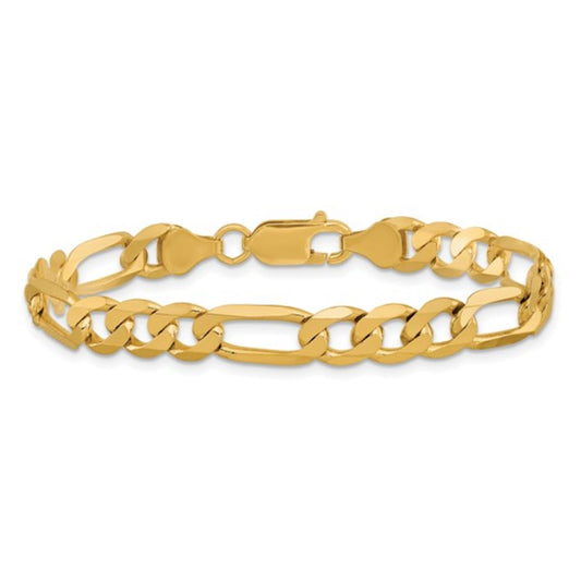 14K Yellow Gold Unisex 8" Flat Figaro Bracelet