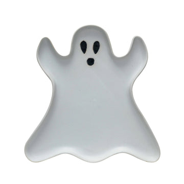 Creative Co-Op Ghost Shaped Plate - White/Black