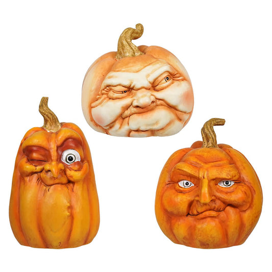 Creative Co-op Pumpkin with Face (Set of 3)