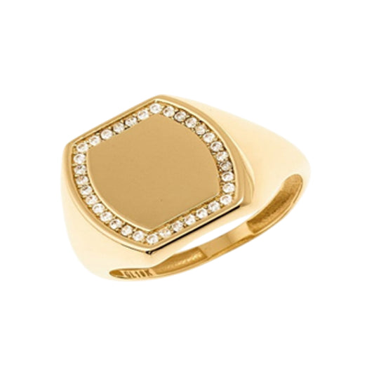 10K Yellow Gold Men's Cubic Zirconia Square Ring