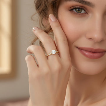 10K Round Cubic Zirconia Engagement Ring in Yellow Gold - Size 7
