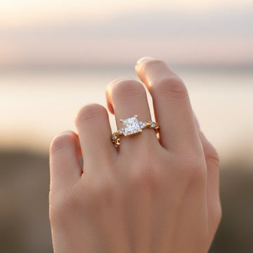 10K Square Cubic Zirconia Engagement Ring in Yellow Gold - Size 7