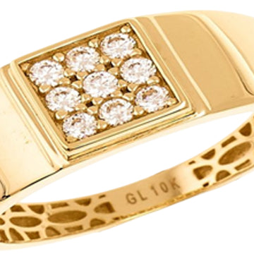 Men's Cubic Zirconia Ring in 10K Yellow Gold - Size 10
