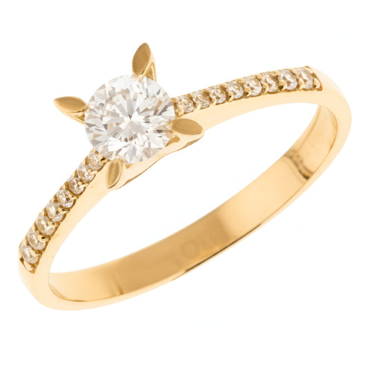 10K Cubic Zirconia Engagement Ring in Yellow Gold - Size 7