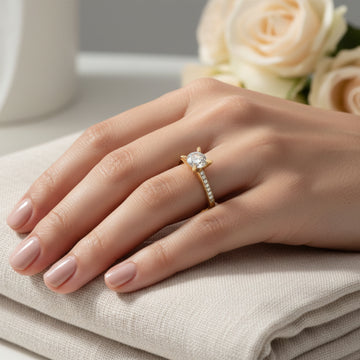 10K Cubic Zirconia Engagement Ring in Yellow Gold - Size 7