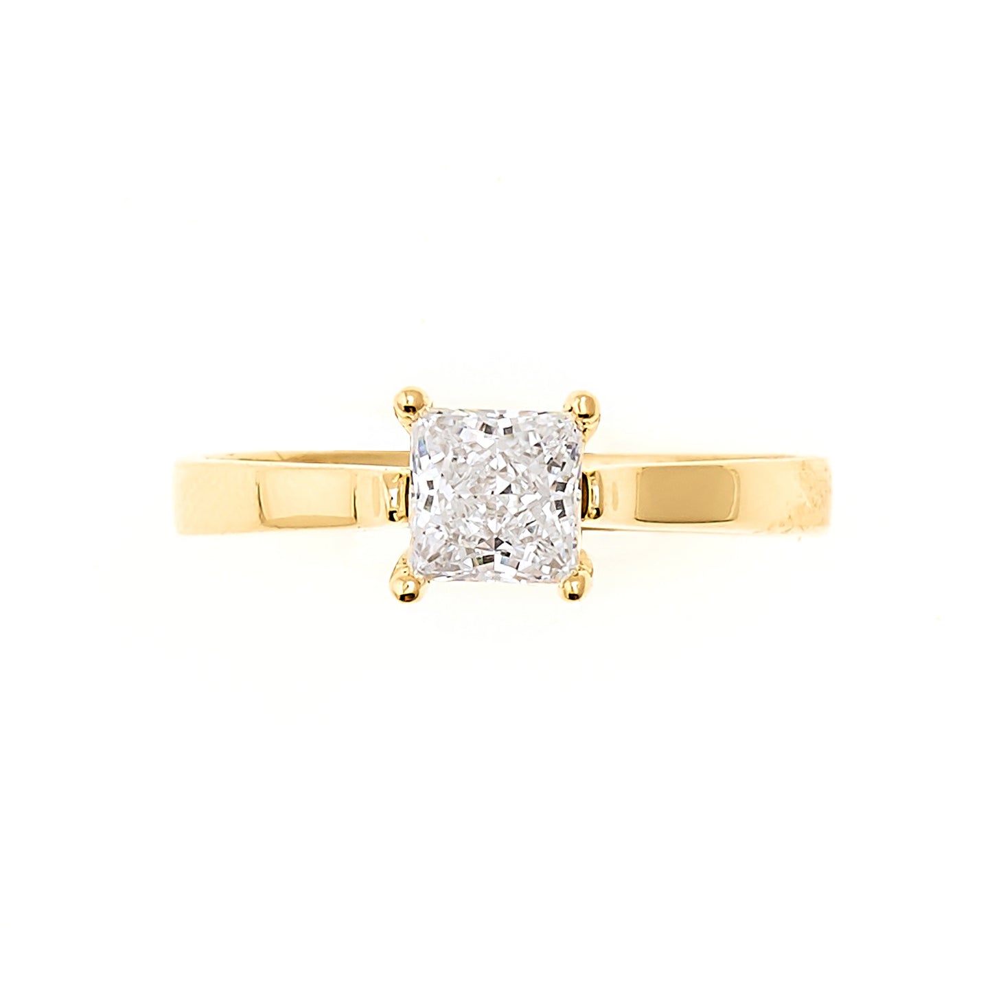 10K Square Cubic Zirconia Engagement Ring in 14K Yellow Gold (Size 7)