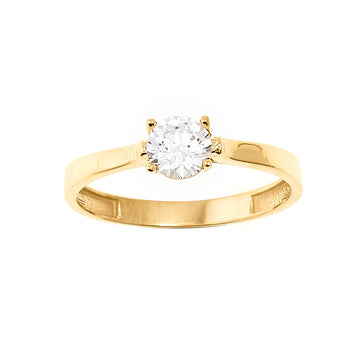 Round Cubic Zirconia Engagement Ring in 10K Yellow Gold - Size 7