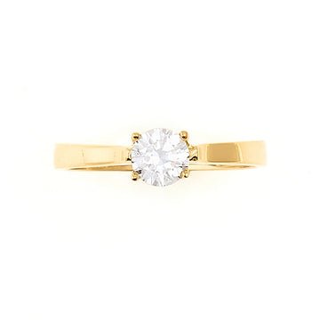 Round Cubic Zirconia Engagement Ring in 10K Yellow Gold - Size 7