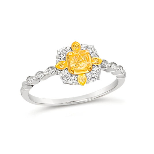 Le Vian Couture 0.37 ct. Fancy Light Yellow Diamond and 0.1 ct. Vanilla Diamonds Ring in Platinum (Size 7)
