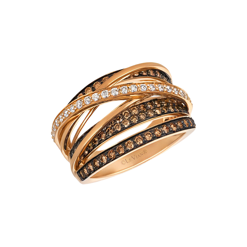 Le Vian Chocolatier 0.87 ct. Chocolate Diamonds and 0.25 ct. Vanilla Diamonds Ring in 14K Strawberry Gold (Size 7)