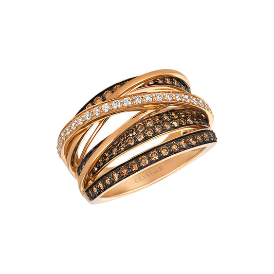 Le Vian Chocolatier 0.87 ct. Chocolate Diamonds and 0.25 ct. Vanilla Diamonds Ring in 14K Strawberry Gold (Size 7)