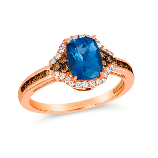 Le Vian Chocolatier 1.25 ct. Blueberry Tanzanite, 0.25 ct. Chocolate Diamonds and 0.12 ct. Vanilla Diamonds Ring in 14K Strawberry Gold (Size 7)
