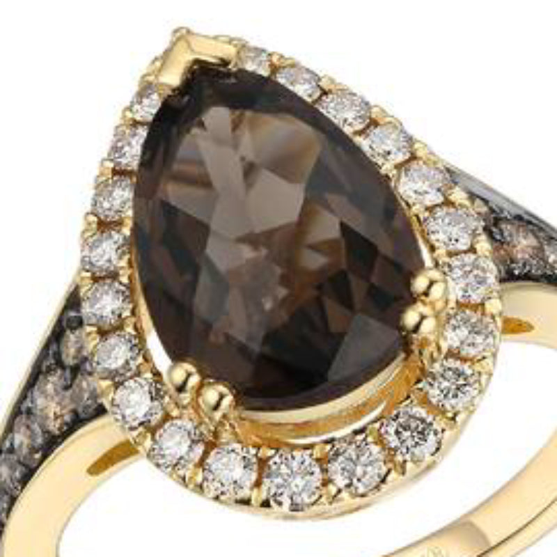 Le Vian Women's 2.75 ct. Chocolate Quartz, 0.25 ct. Chocolate Diamonds and 0.37 ct. Nude Diamonds Ring in 14K Gold (Size 7)