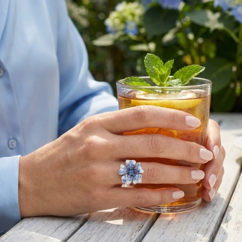 Le Vian Ombre 1 ct. Denim Ombre Sapphire and 0.37 ct. Vanilla Sapphire Ring in 14K Vanilla Gold (Size 7)