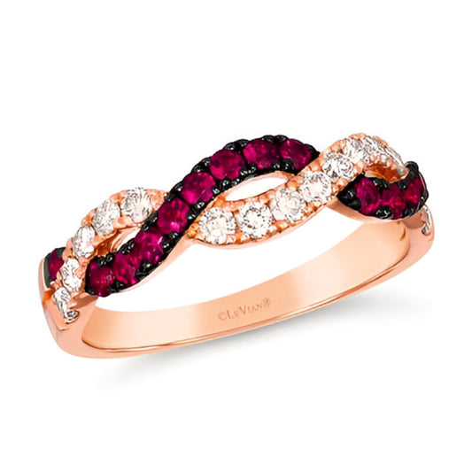 Le Vian 0.37 ct. Passion Ruby and 0.33 ct. Nude Diamonds Ring in 14K Strawberry Gold (Size 7)