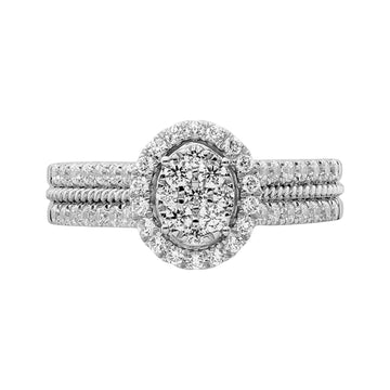 0.75CTW Diamond Cluster Ring in 14K White Gold - Size 7