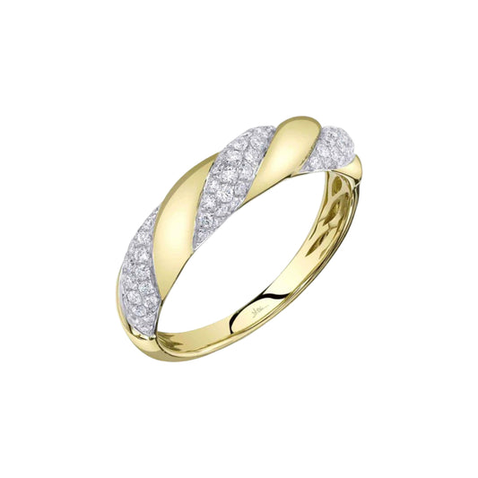 Shy Creation Kate 0.35 ct. Diamond Ribbed Band in 14K Yellow Gold - Size 7