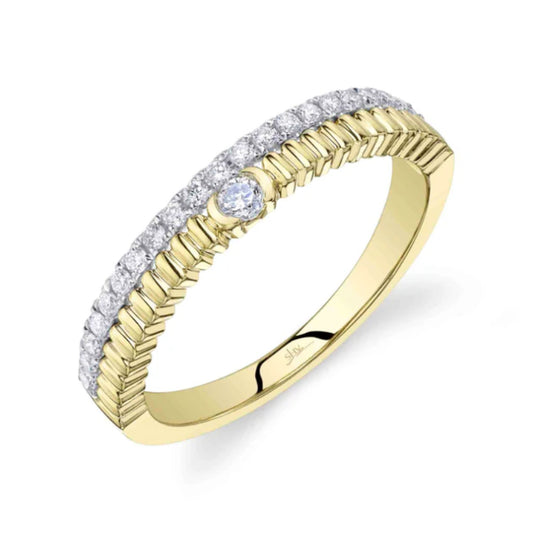 Shy Creation Kate 0.23 ct. Diamond Ribbed Ring in 14K Yellow Gold - Size 7