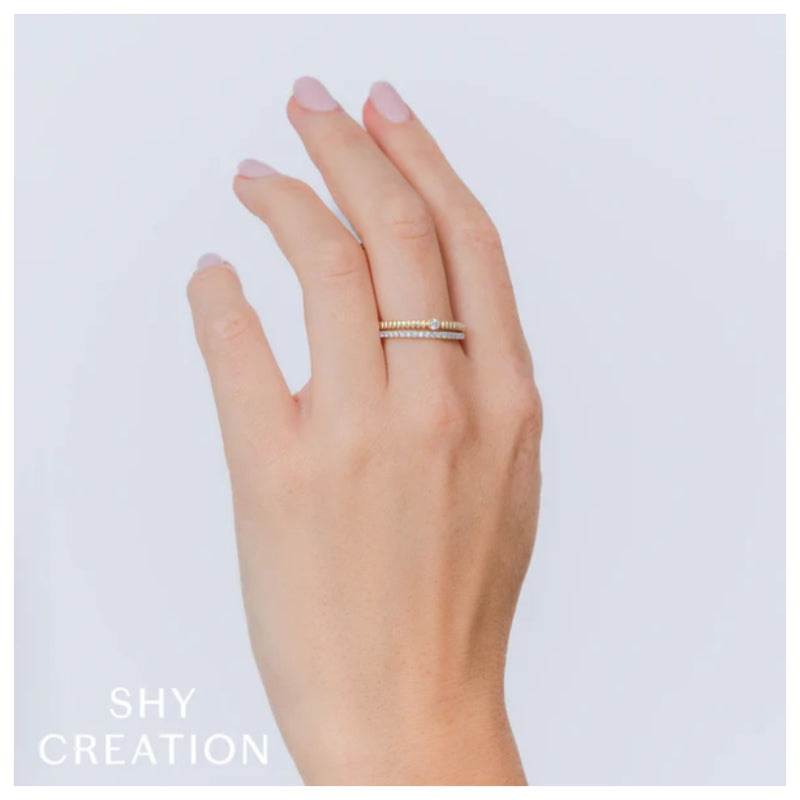 Shy Creation Kate 0.23 ct. Diamond Ribbed Ring in 14K Yellow Gold - Size 7