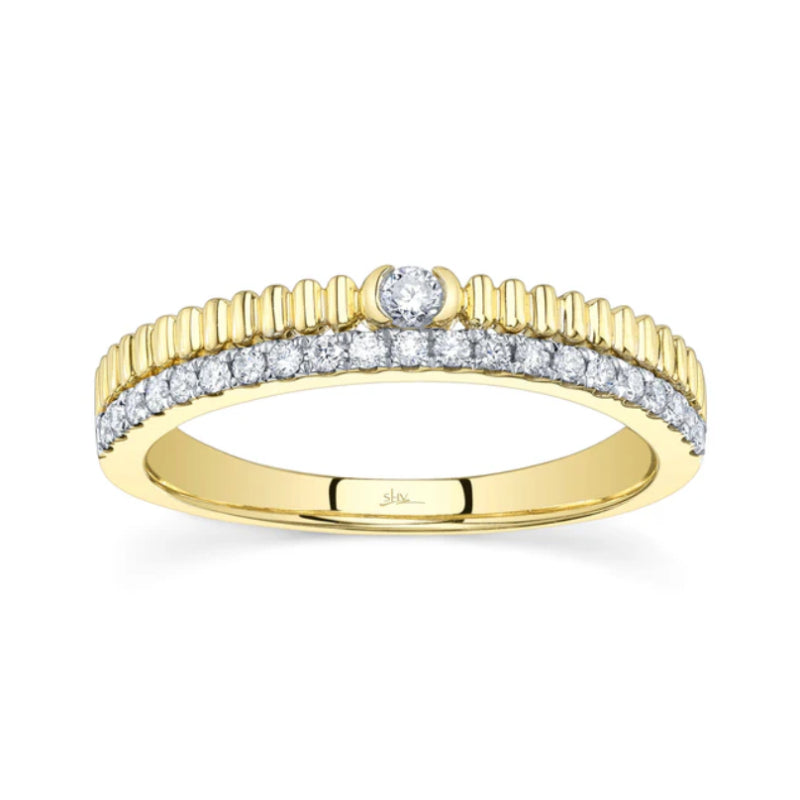 Shy Creation Kate 0.23 ct. Diamond Ribbed Ring in 14K Yellow Gold - Size 7