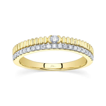 Shy Creation Kate 0.23 ct. Diamond Ribbed Ring in 14K Yellow Gold - Size 7