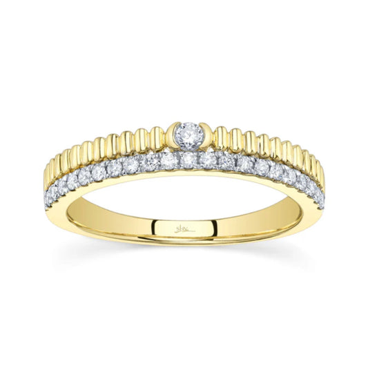 Shy Creation Kate 0.23 ct. Diamond Ribbed Ring in 14K Yellow Gold - Size 7
