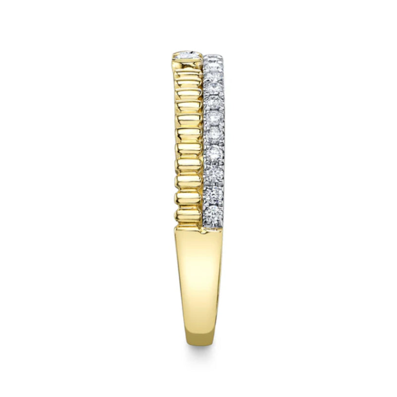 Shy Creation Kate 0.23 ct. Diamond Ribbed Ring in 14K Yellow Gold - Size 7