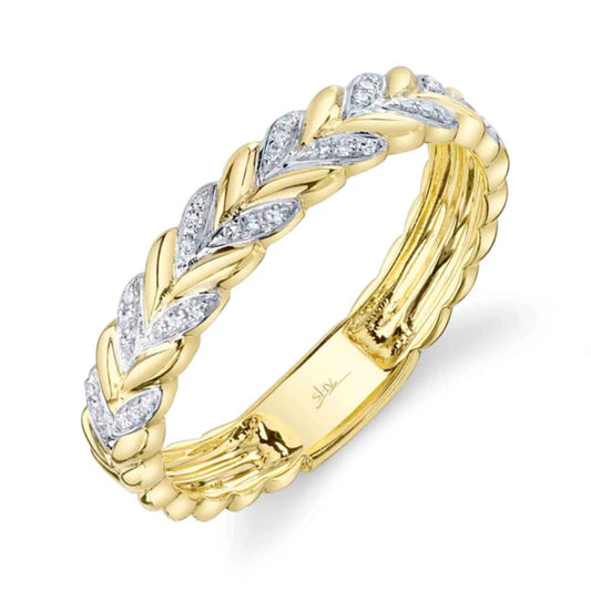 Shy Creation Kate 0.09 ct. Diamond Laurel Wreath Ring in 14K Yellow Gold (Size 7)
