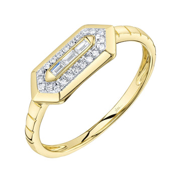 Shy Creation Vallon Women's 0.13 ct. Diamond Baguette Ring in 14K Yellow Gold - Size 7