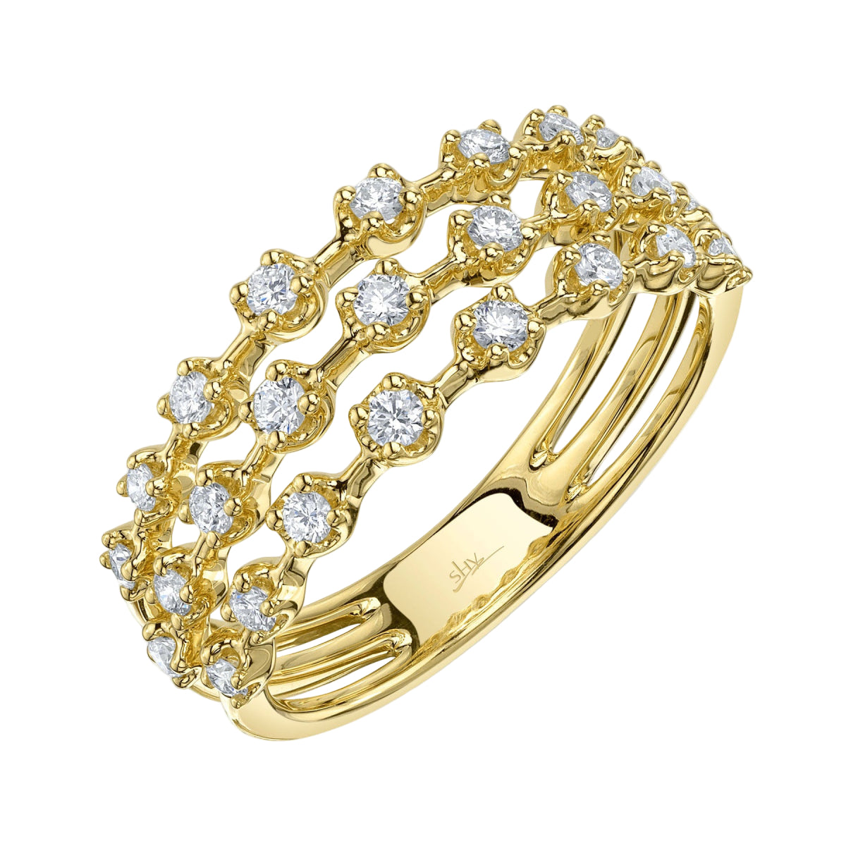 Shy Creation Diana Women's 0.45 ct. Diamond Crown Setting Ring in 14K Yellow Gold - Size 7