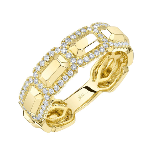 Shy Creation Kate Women's 0.28 ct. Diamond Geo Cut Ring in 14K Yellow Gold - Size 7