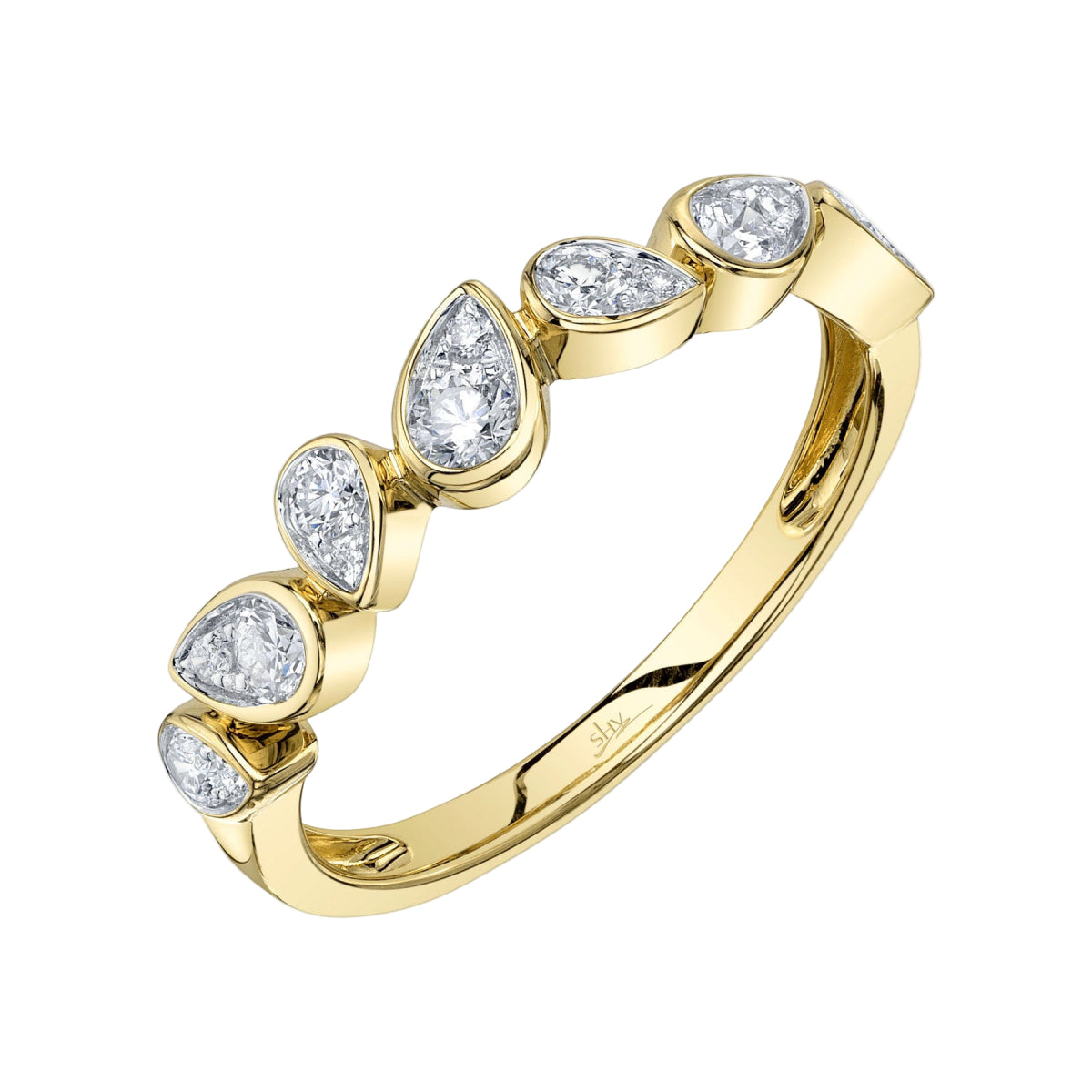Shy Creation Kate Women's 0.39 ct. Diamond Pear Ring in 14K Yellow Gold - Size 7