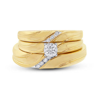 Shy Creation 14K 0.19CT Y/G Diamond Trio Set