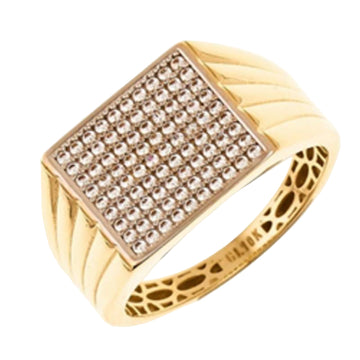Men's Cubic Zirconia Ring in 14K Yellow Gold - Size 10