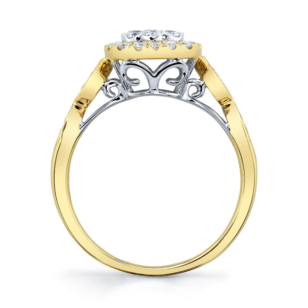 Anillo de compromiso Shy Creation con racimo de diamantes de 0,53 ct en oro amarillo de 14 quilates