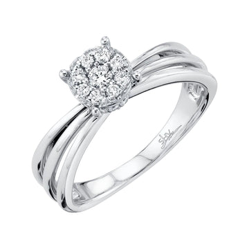 Shy Creation 0.26 ct. Diamond Cluster Engagement Ring in 14K White Gold - Curacao