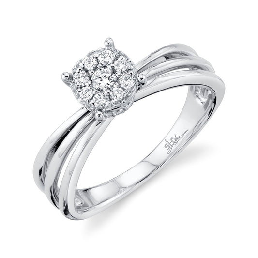 Shy Creation 0.26 ct. Diamond Cluster Engagement Ring in 14K White Gold - Curacao